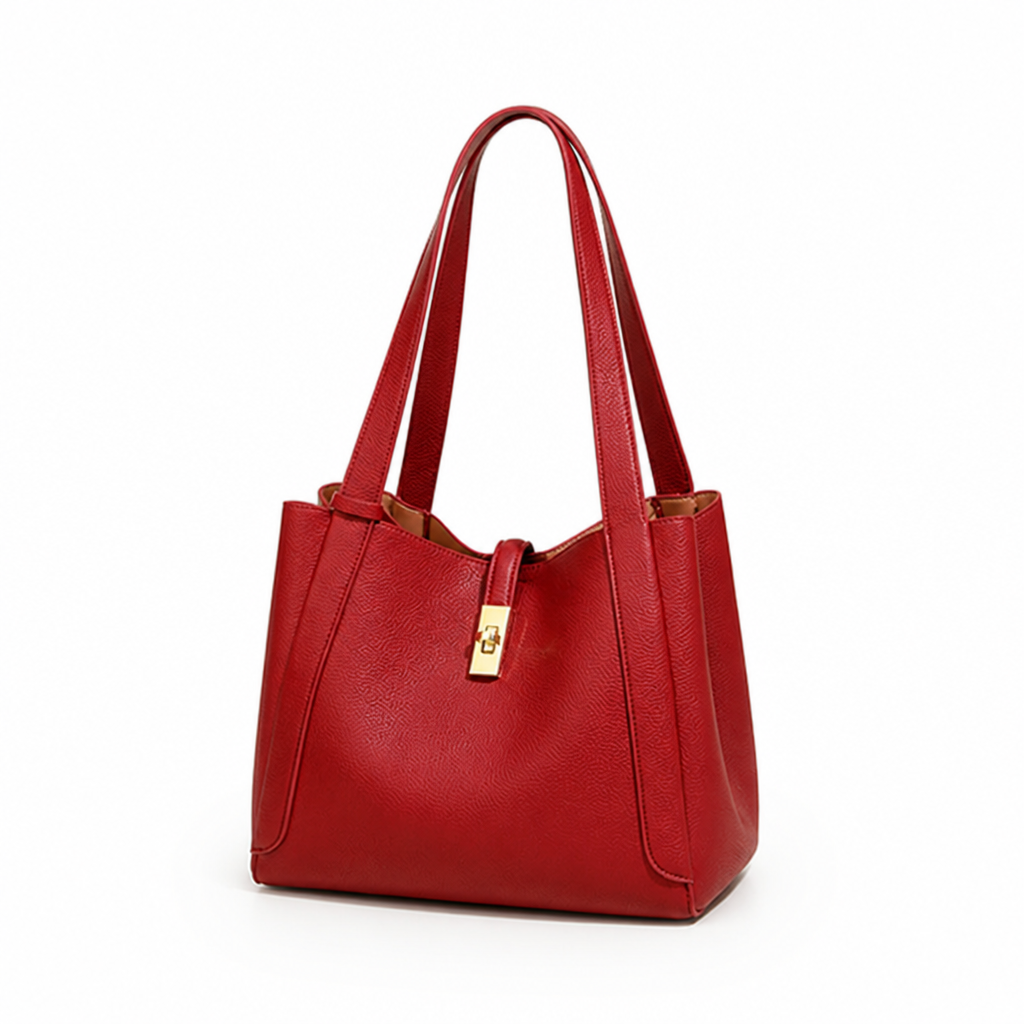 Structured Textured Vegan Leather Shoulder Tote