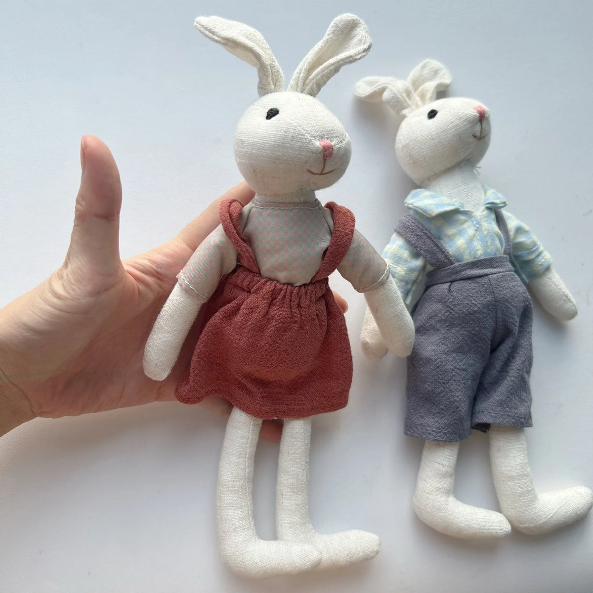 Stuffed Animal Doll Cotton-Linen Embroidered Details