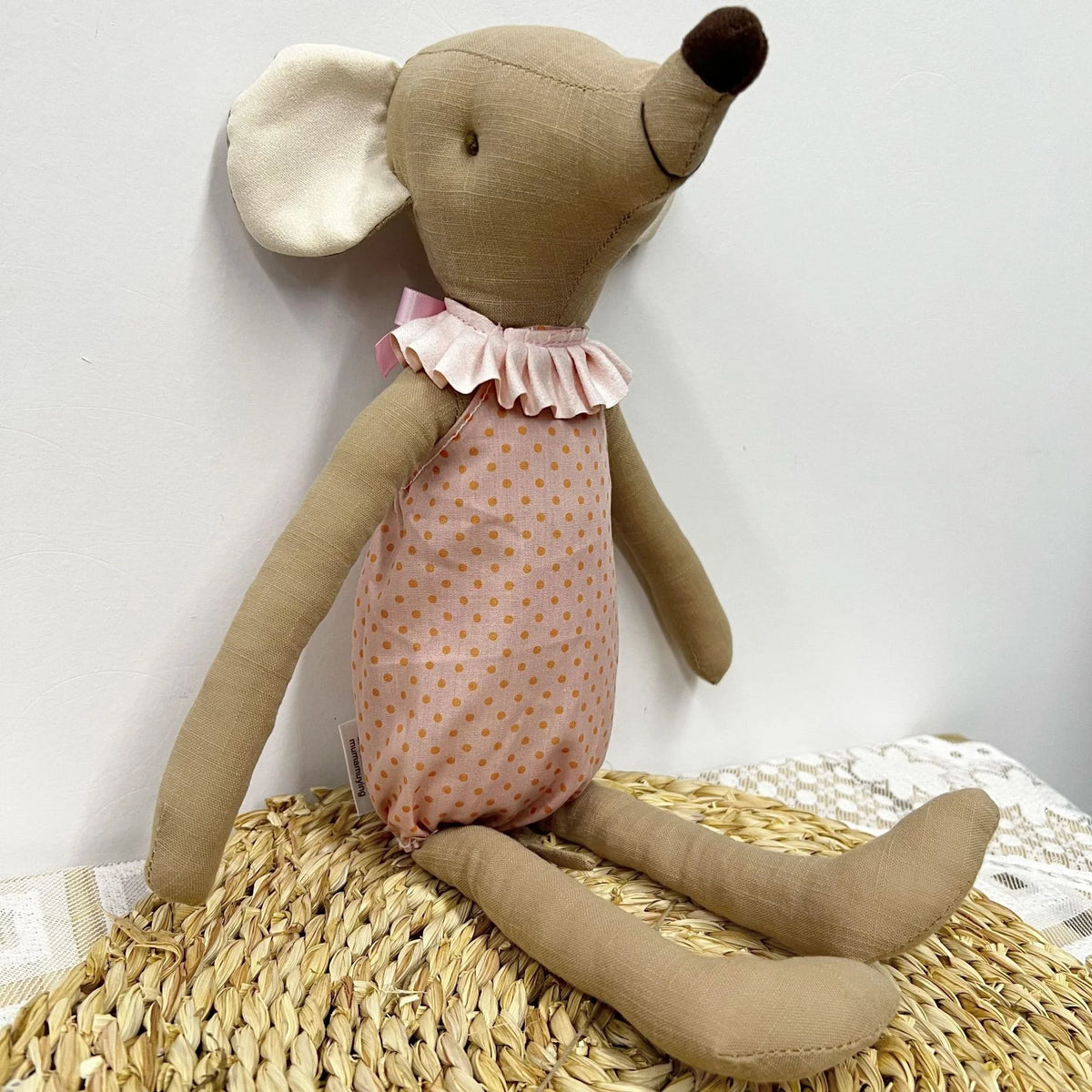 Stuffed Animal Doll Cotton-Linen Embroidered Details
