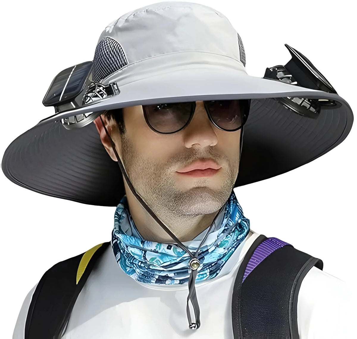Sun Hat Dual Cooling Fans Solar & USB Rechargeable