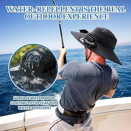 Sun Hat Dual Cooling Fans Solar & USB Rechargeable