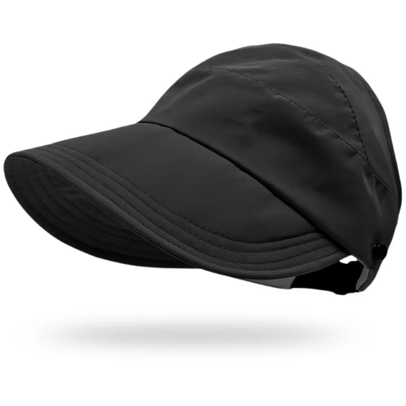 Sun Hat Ponytail-Friendly Open Crown Wide Brim Quick-Dry Fabric