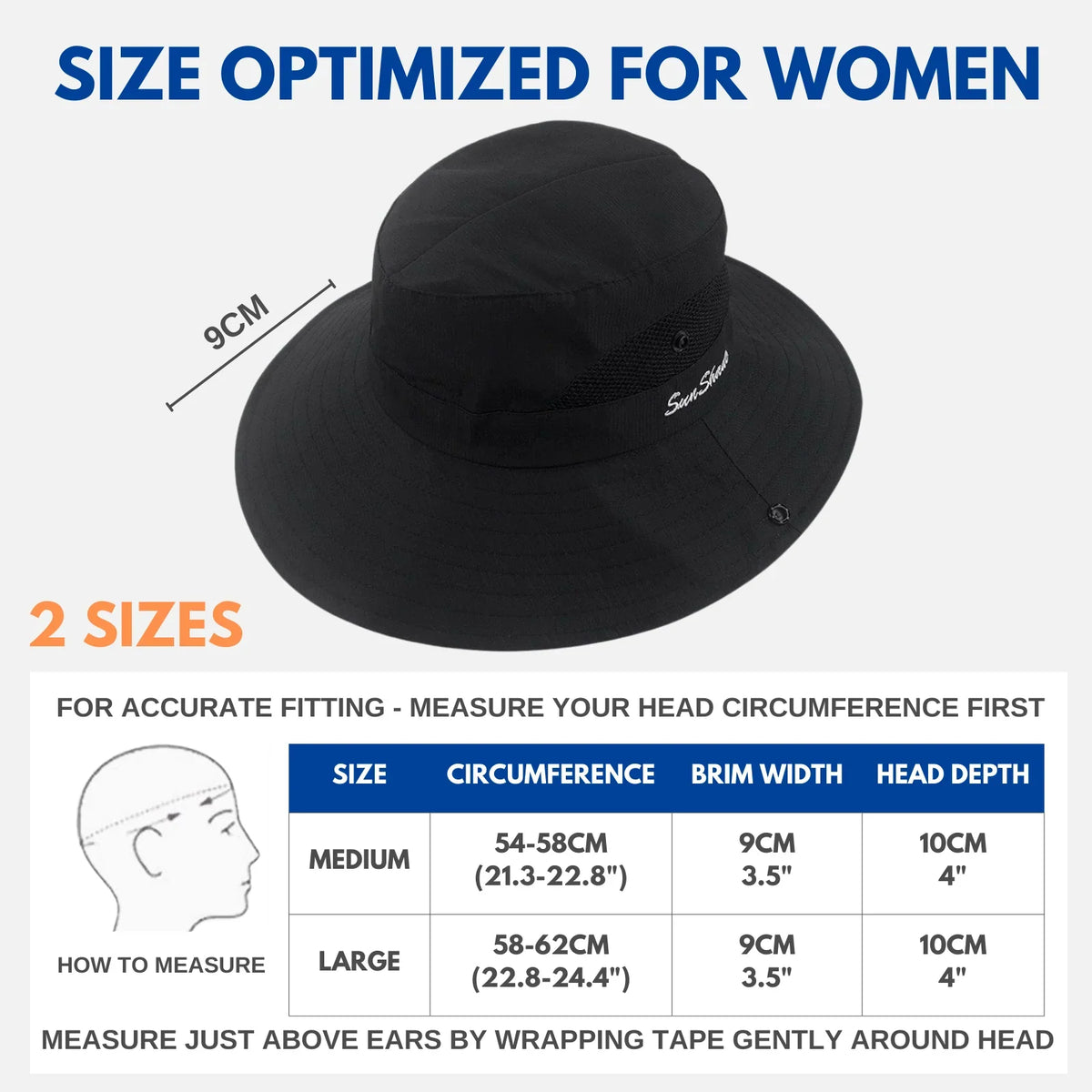 Sun Hat Wide Brim UPF 50 Ponytail Opening