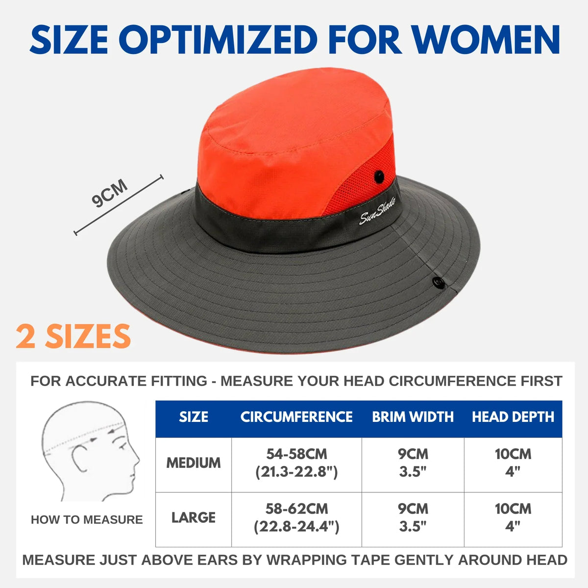 Sun Hat Wide Brim UPF 50 Ponytail Opening