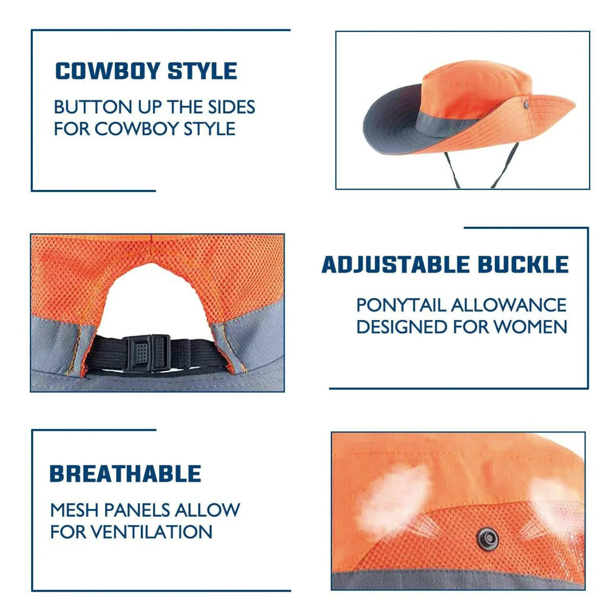 Sun Hat Wide Brim UPF 50 Ponytail Opening