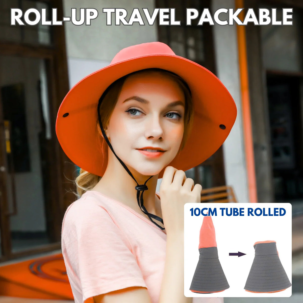 Sun Hat Wide Brim UPF 50 Ponytail Opening
