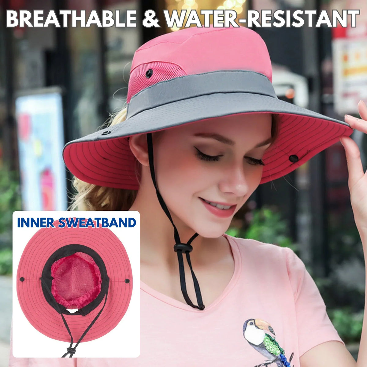 Sun Hat Wide Brim UPF 50 Ponytail Opening