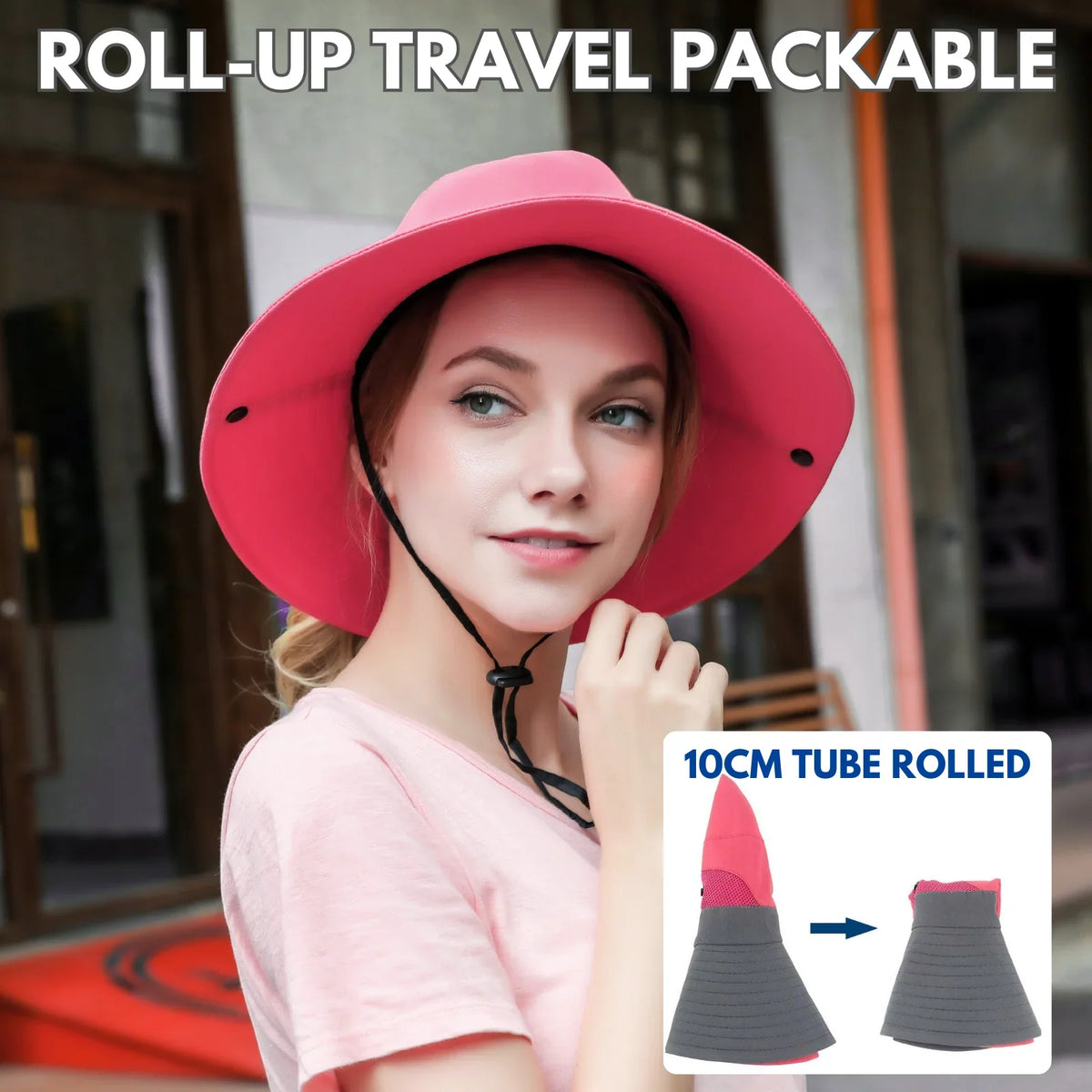 Sun Hat Wide Brim UPF 50 Ponytail Opening