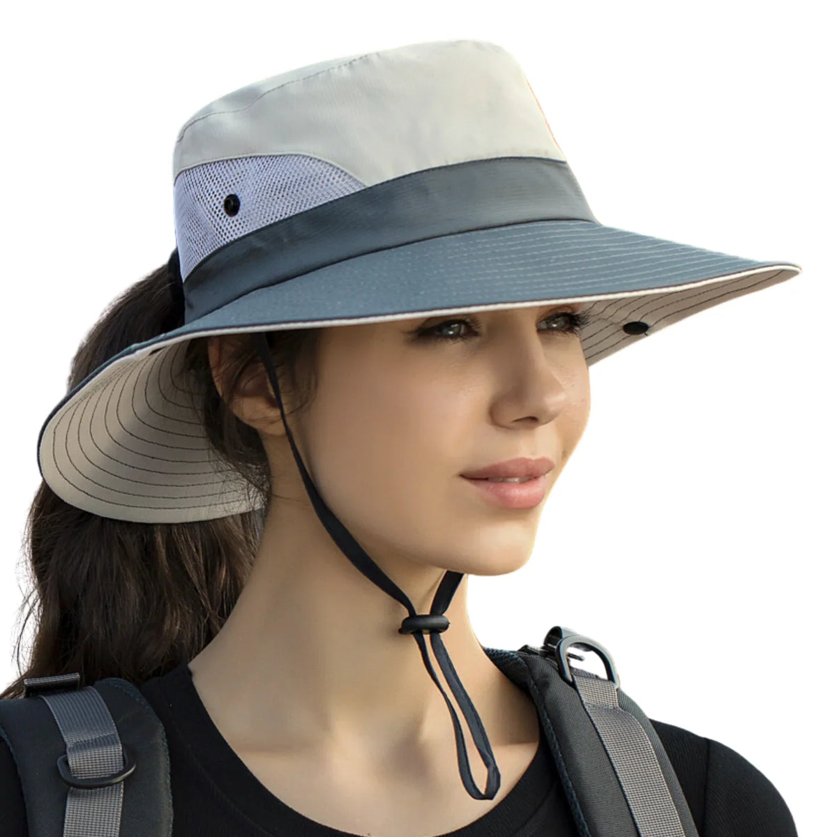 Sun Hat Wide Brim UPF 50 Ponytail Opening