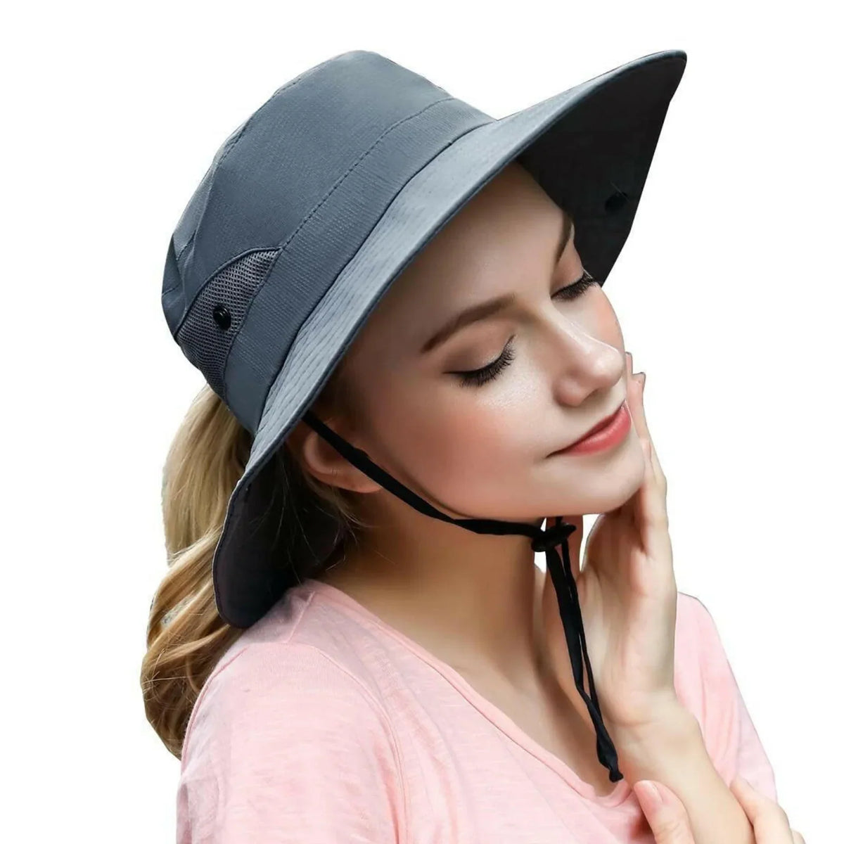 Sun Hat Wide Brim UPF 50 Ponytail Opening