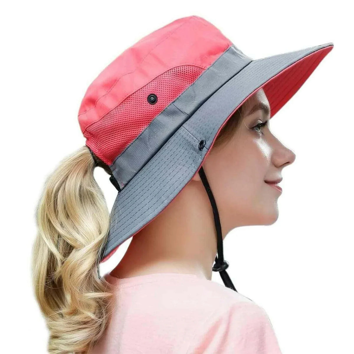 Sun Hat Wide Brim UPF 50 Ponytail Opening