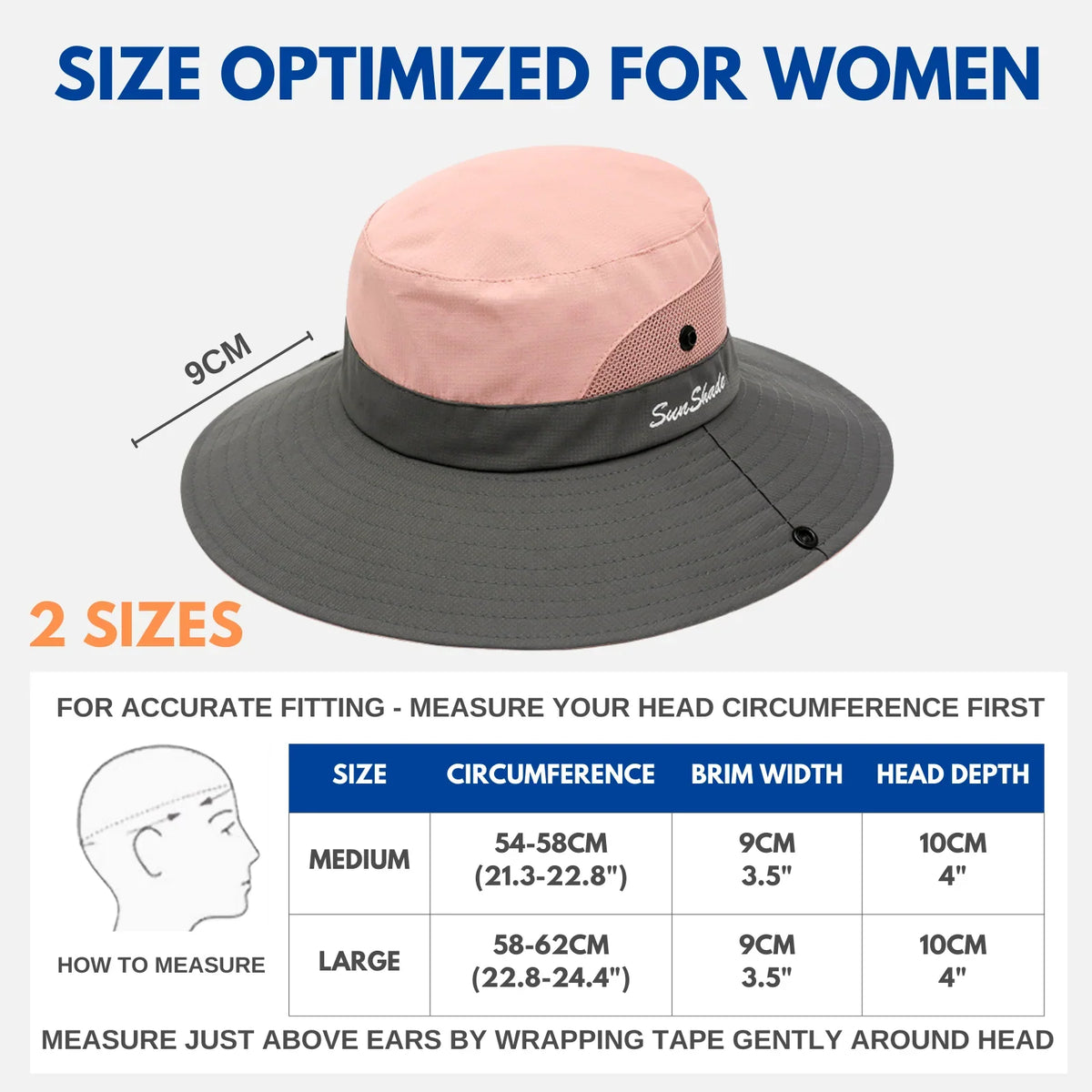 Sun Hat Wide Brim UPF 50 Ponytail Opening
