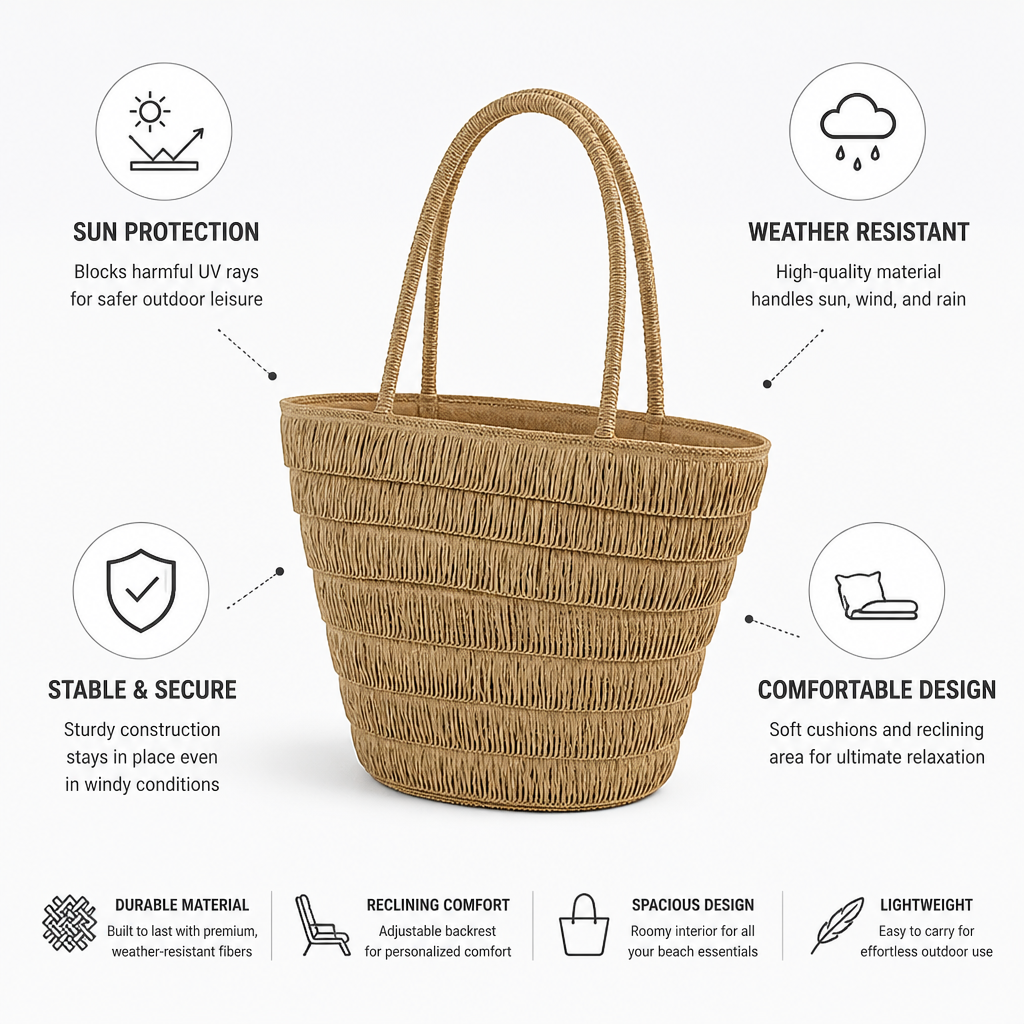Sun-Protective Weather-Resistant Reclining Beach Chair