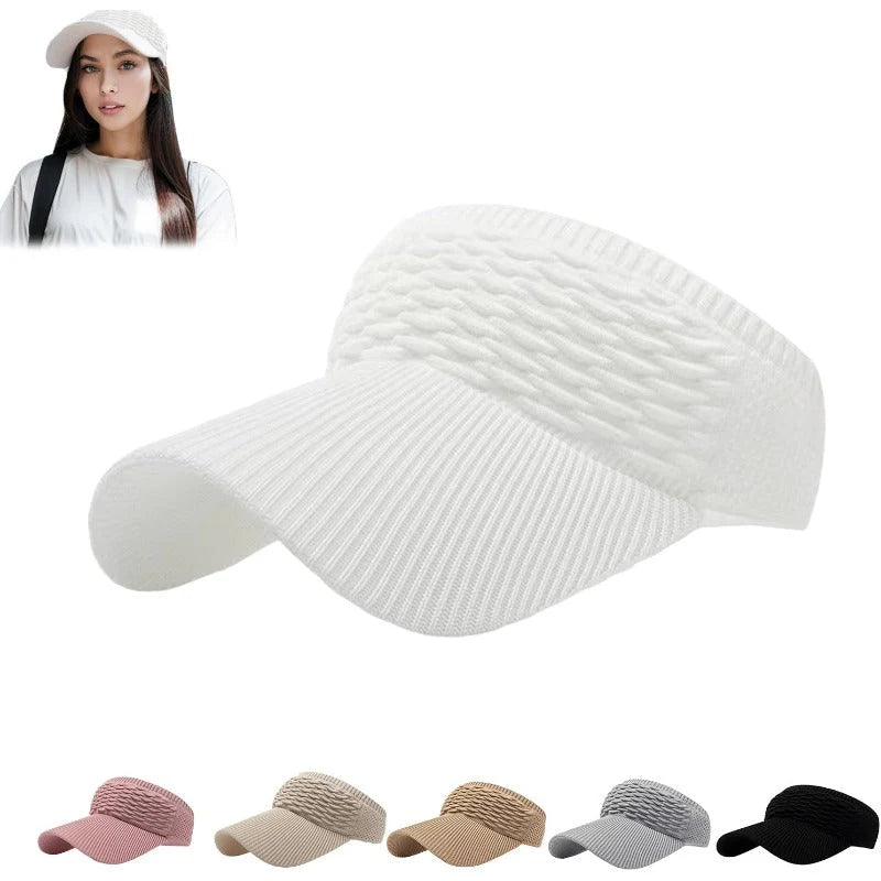 Sun Visor UPF 50+ Wide Brim Open-Top Knit Design