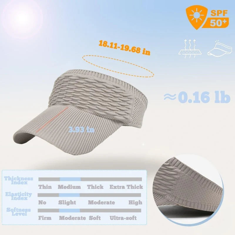 Sun Visor UPF 50+ Wide Brim Open-Top Knit Design
