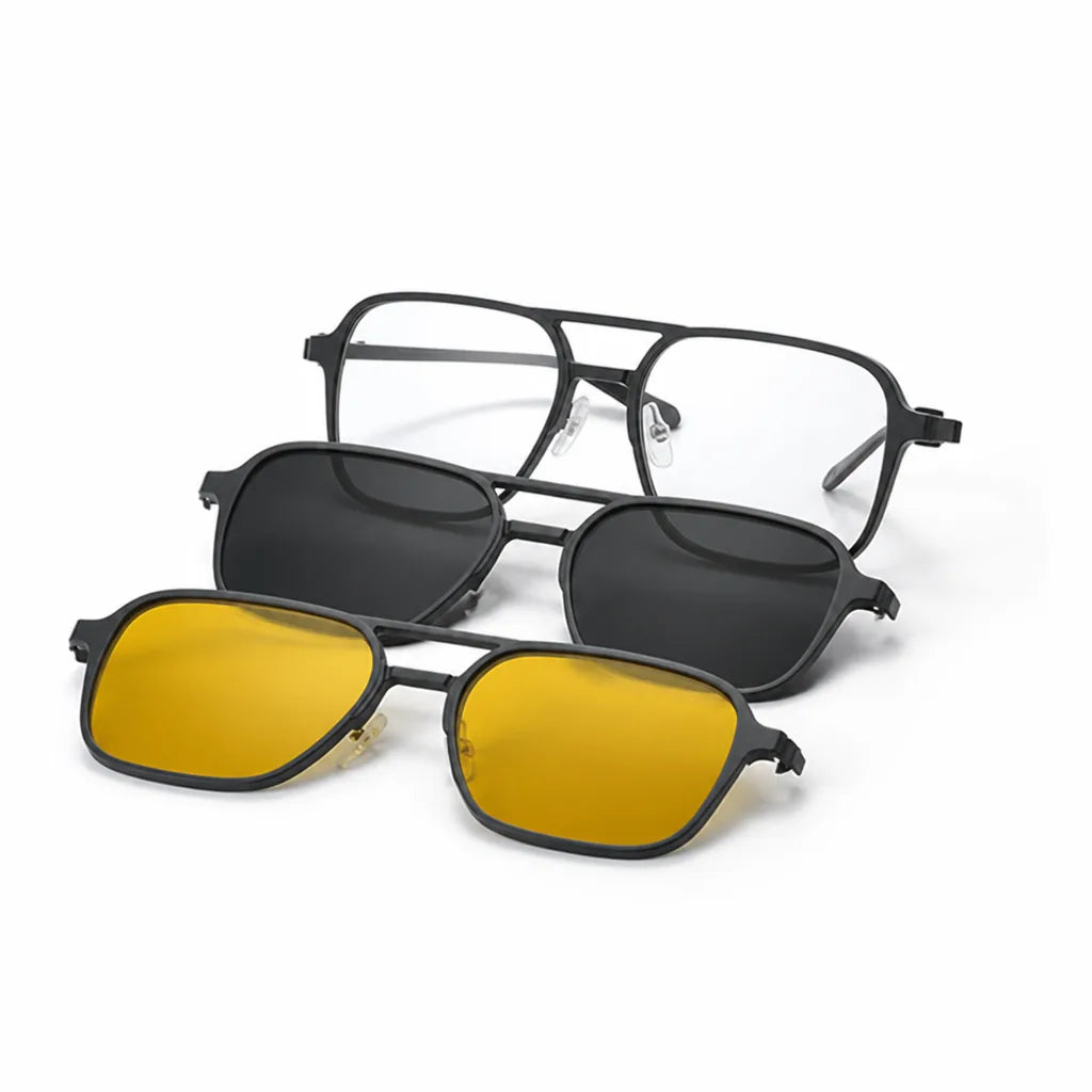 Sunglasses 3-in-1 Interchangeable Polarized Lenses Blue Light Filter