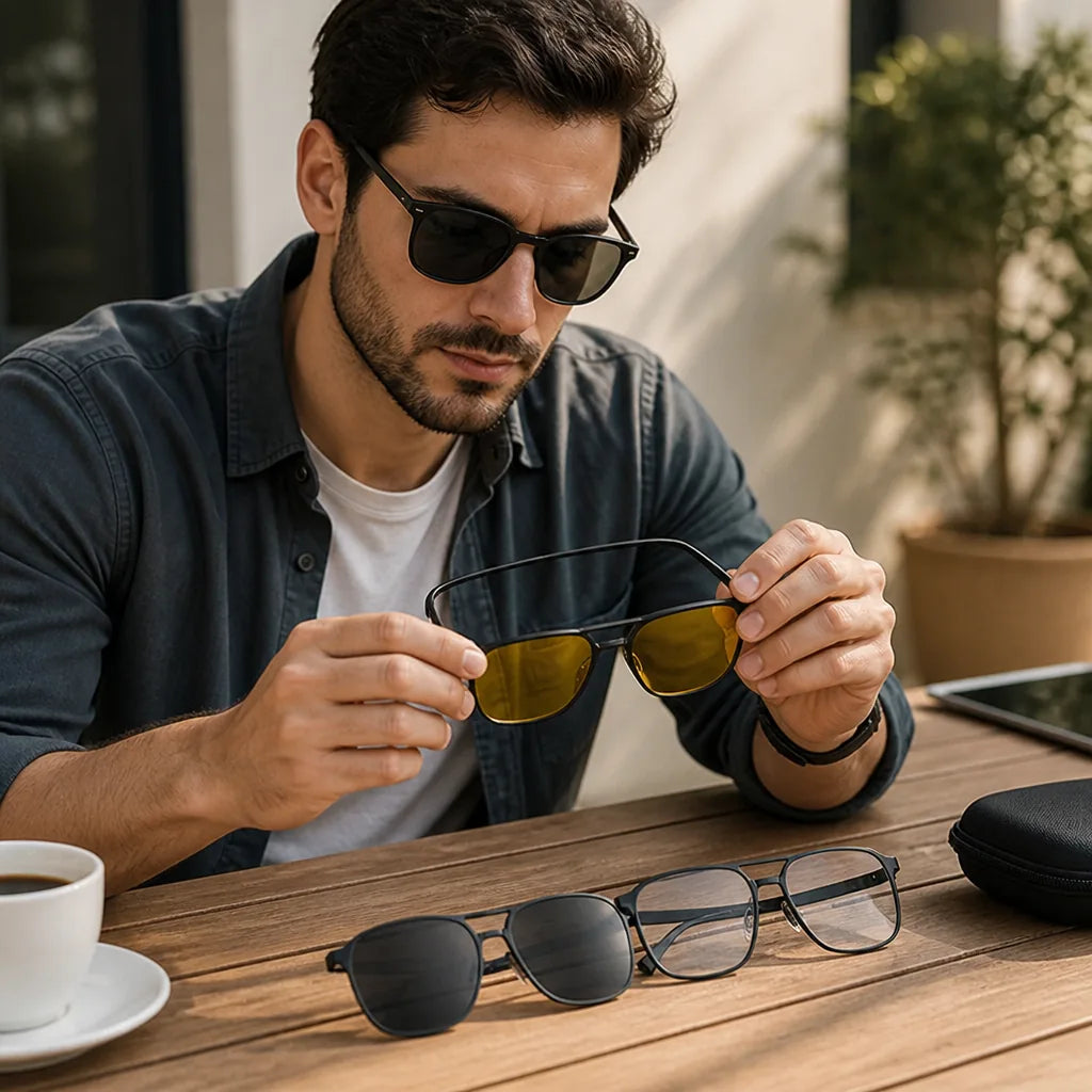 Sunglasses 3-in-1 Interchangeable Polarized Lenses Blue Light Filter