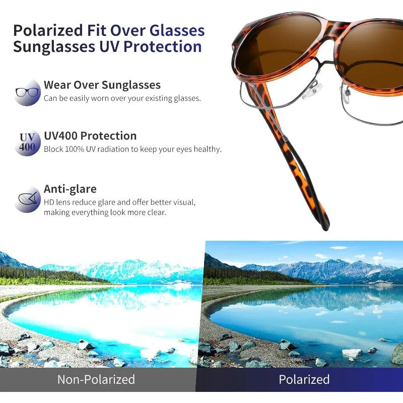 Sunglasses Over Glasses Polarized UV400 Cat-Eye Design