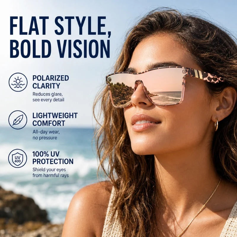 Sunglasses Square Flat-Top Polarized UV400 Protection