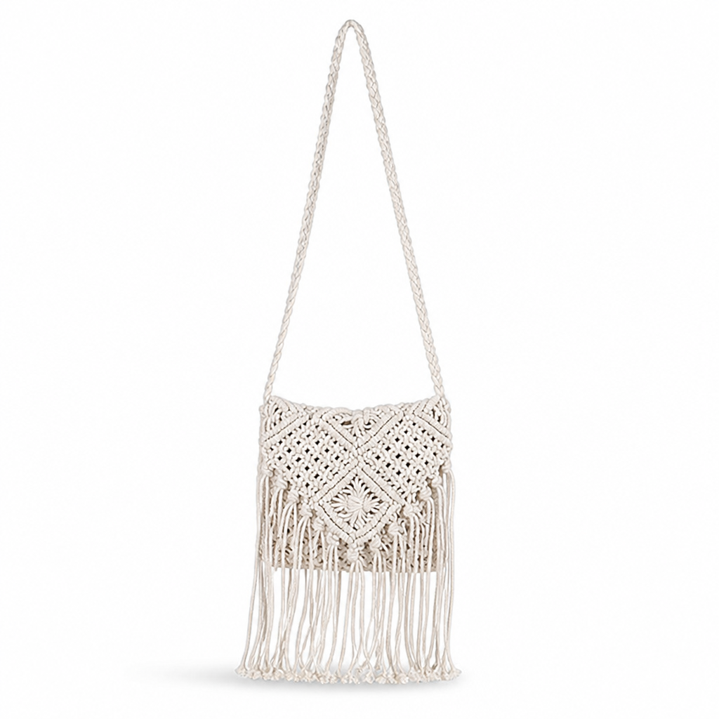 Sustainable Handcrafted Macramé Shoulder Bag (Adjustable Strap)