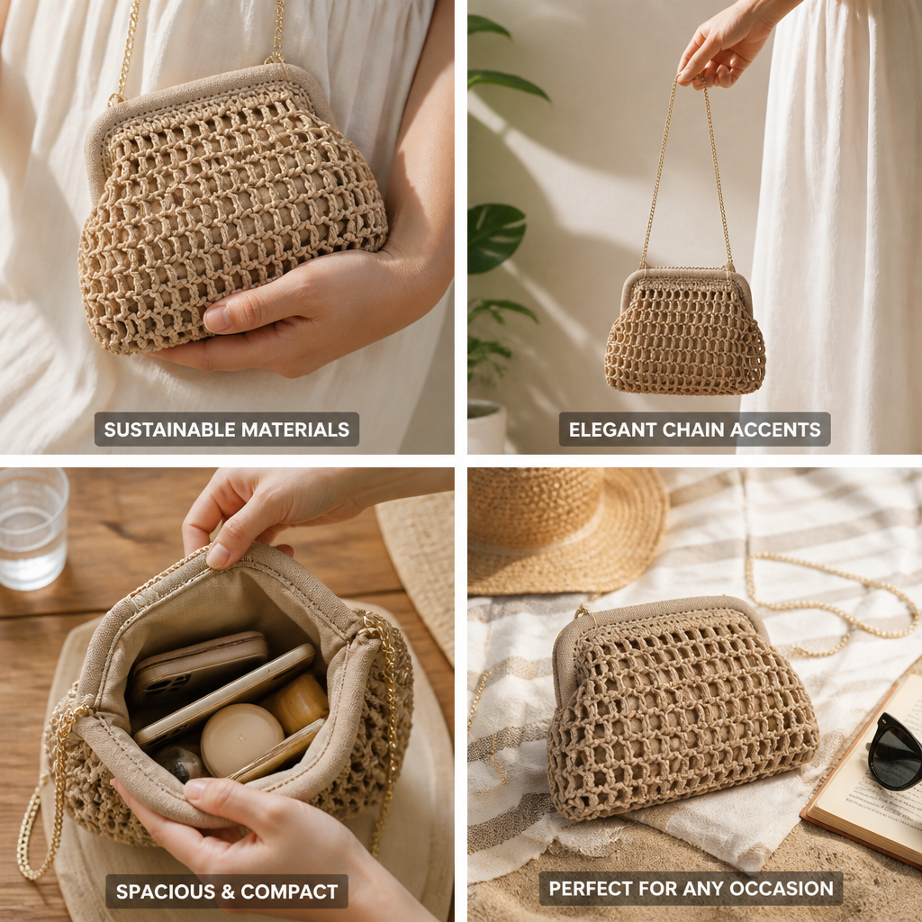 Sustainable Woven & Fine Chain Handbag