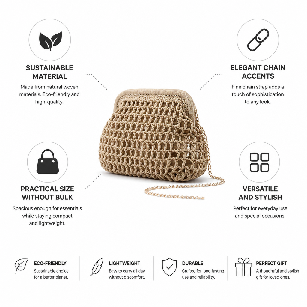 Sustainable Woven & Fine Chain Handbag