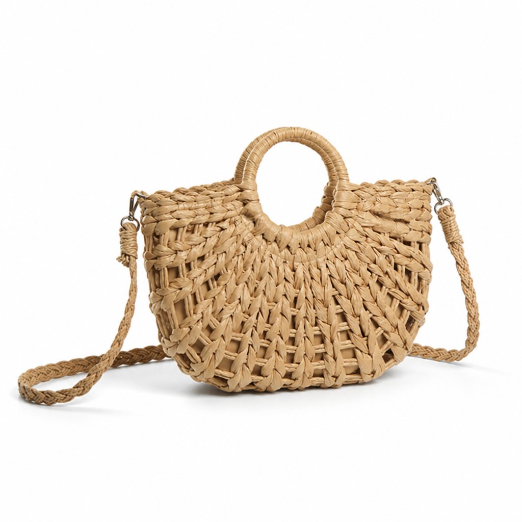 Sustainably Sourced Handwoven Straw Crossbody Bag (Removable Strap)