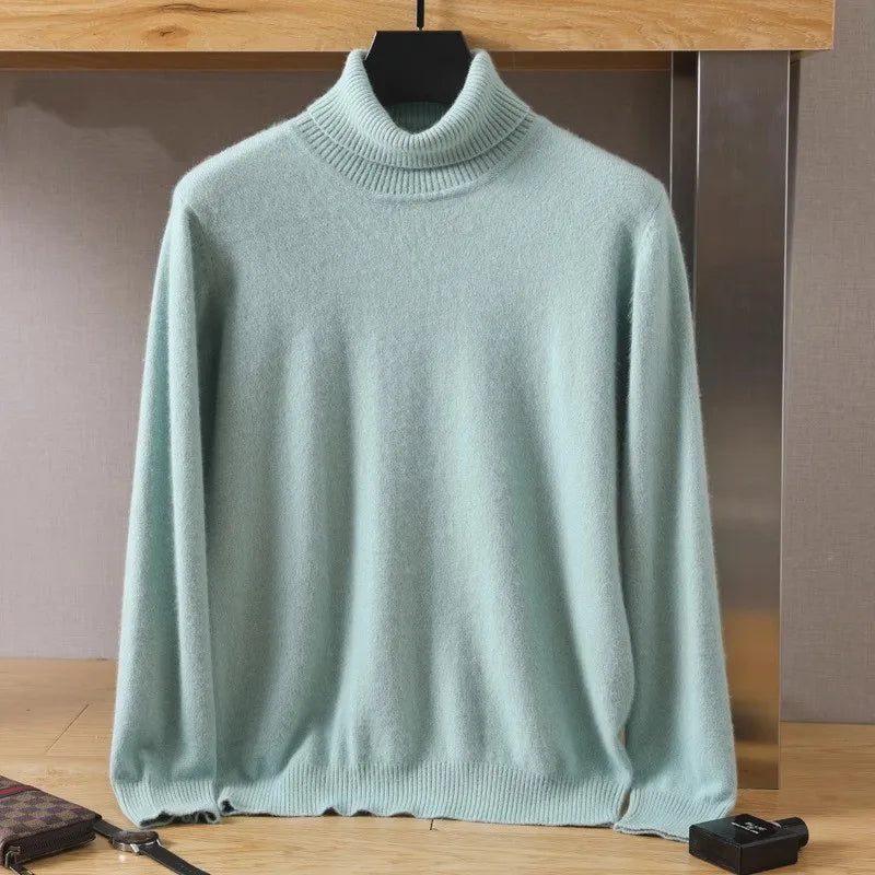 Sweater 100% Cashmere Cable Knit High Collar
