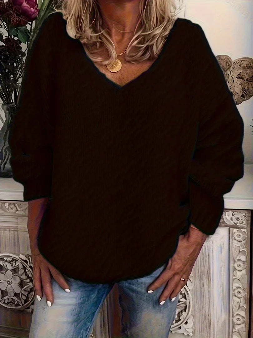 Sweater Chunky Knit V-Neck Relaxed Fit