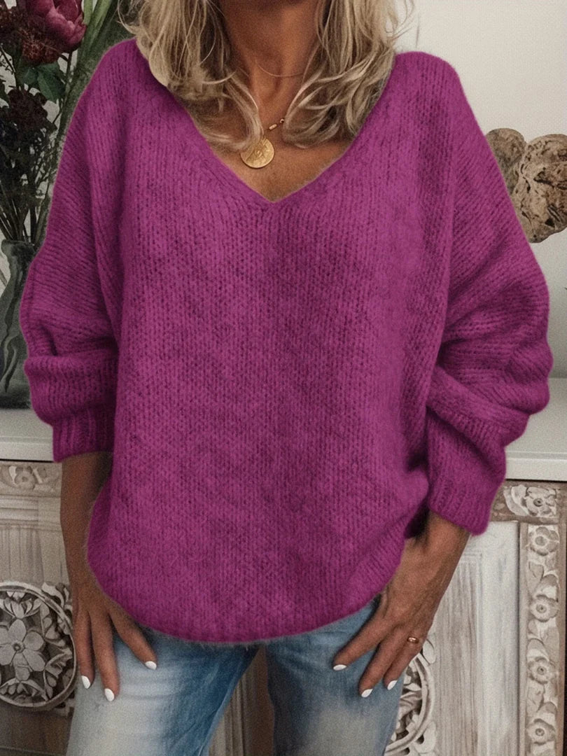 Sweater Chunky Knit V-Neck Relaxed Fit