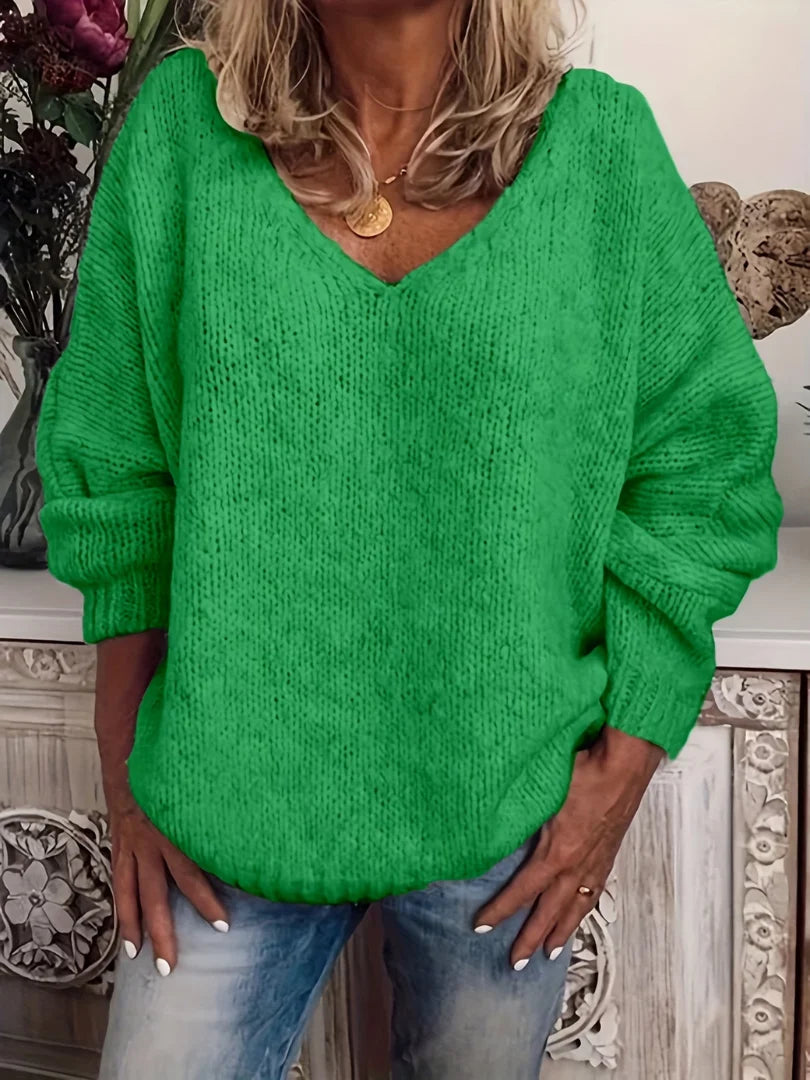 Sweater Chunky Knit V-Neck Relaxed Fit