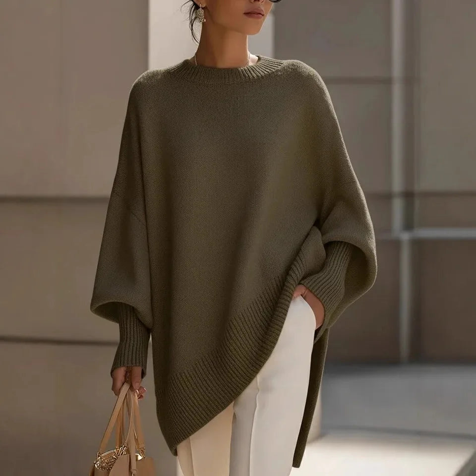 Sweater Oversized Dropped Shoulders Asymmetric Hem