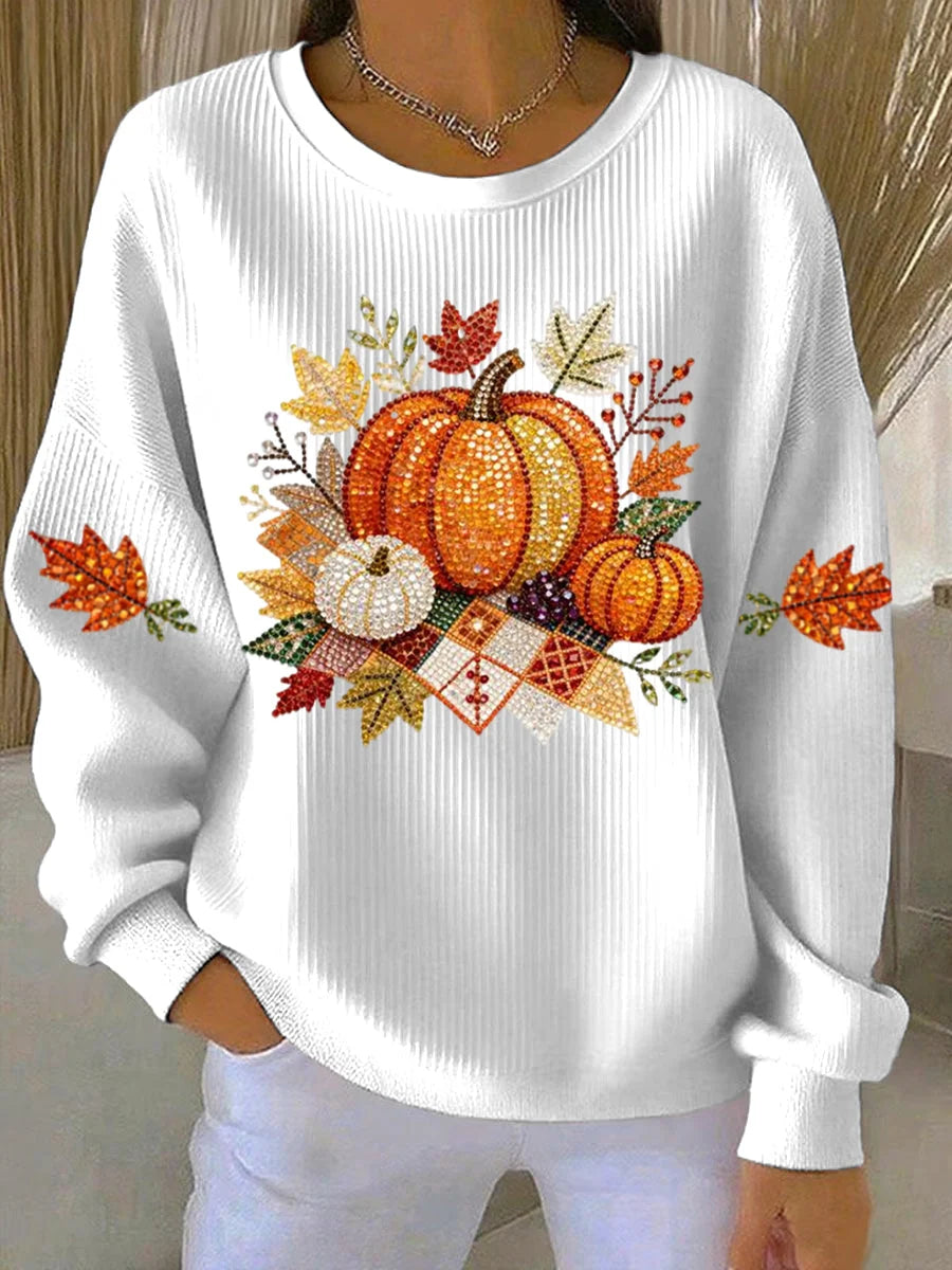 Sweatshirt Pumpkin Graphic Crewneck Long Sleeve Relaxed Fit