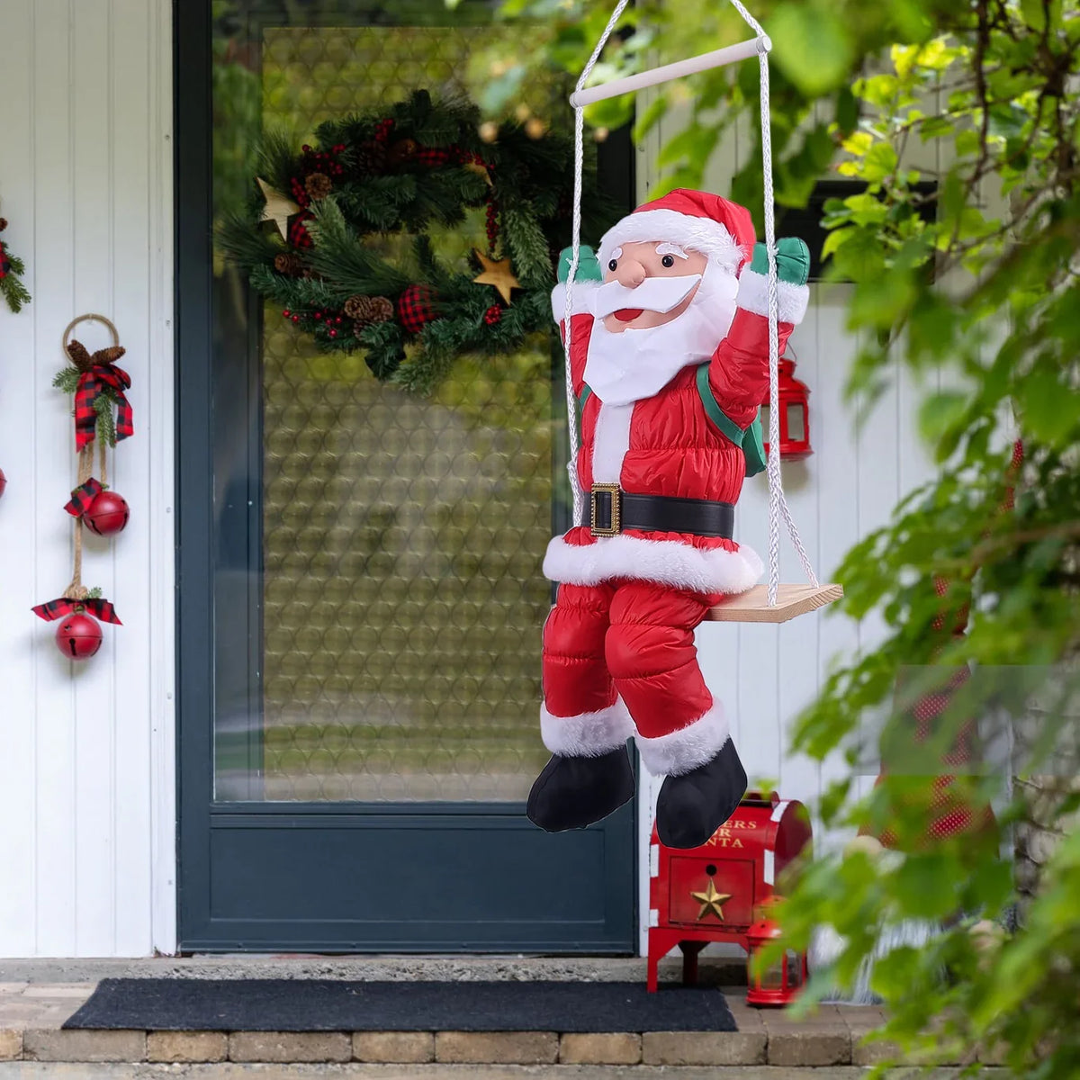 Swinging Santa Decoration Lightweight Fabric Indoor & Outdoor