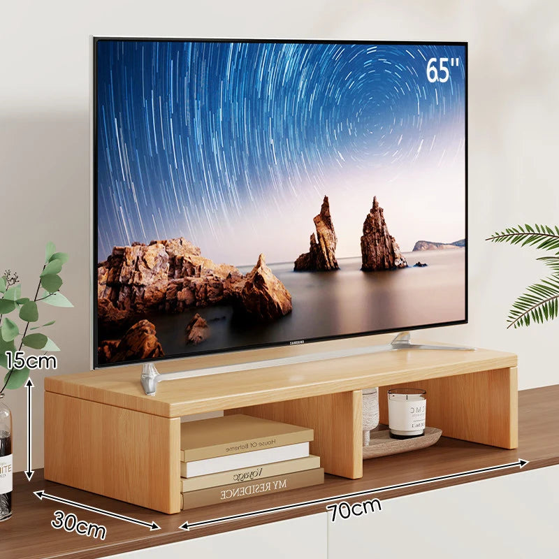 TV Stand Riser Two Open Compartments Cable Access