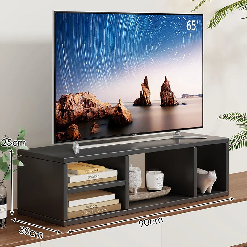 TV Stand Riser Two Open Storage Compartments Cable Routing