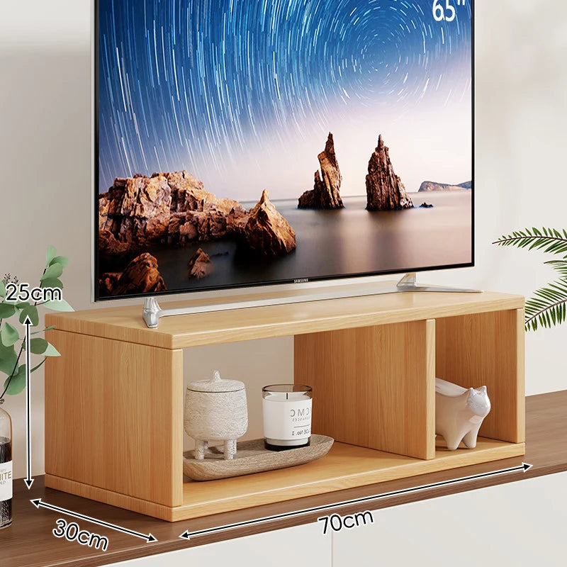 TV Stand Riser Two Open Storage Compartments Cable Routing