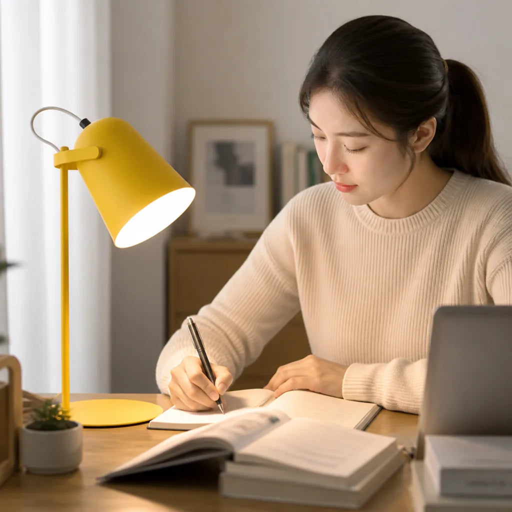 Table Lamp Adjustable Lampshade & Metal Base E27 Socket
