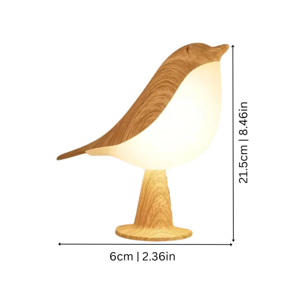 Table Lamp Bird Sculpture Solid Wood Rechargeable USB