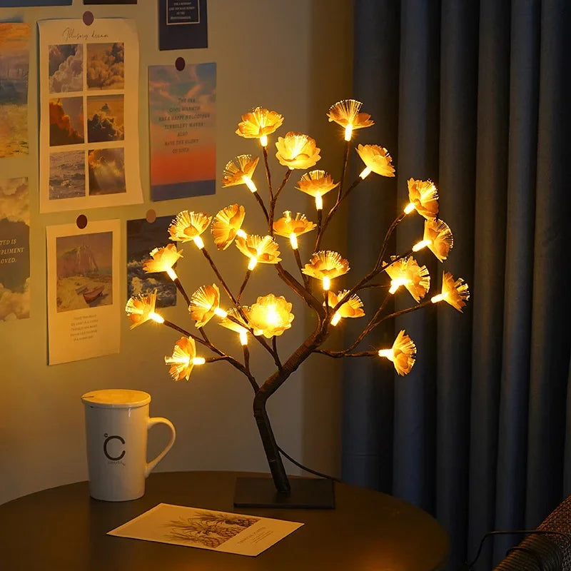 Table Lamp Branch-Inspired Warm White LED USB-Powered