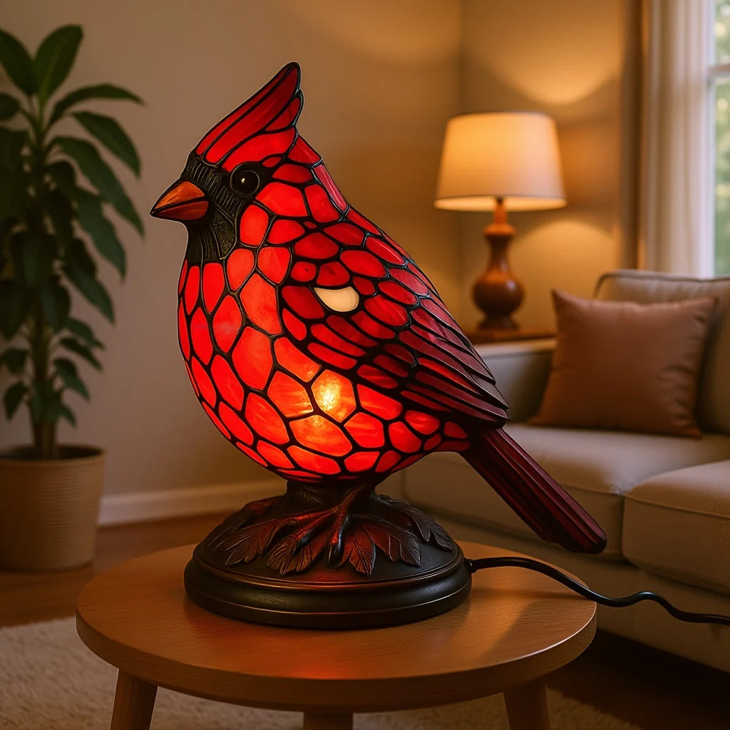 Table Lamp Coloured Art Glass USB & Integrated LED