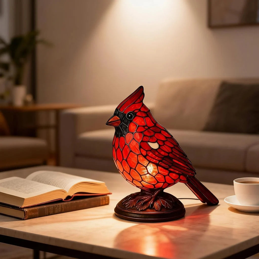 Table Lamp Coloured Art Glass USB & Integrated LED