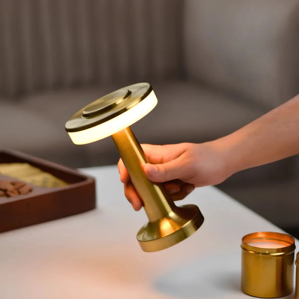 Table Lamp Cordless Metal USB Rechargeable & Dimmable
