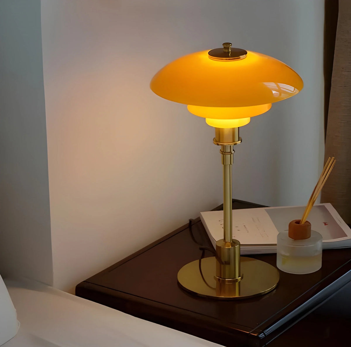Table Lamp Dimmable Glass Shade Scandinavian Design