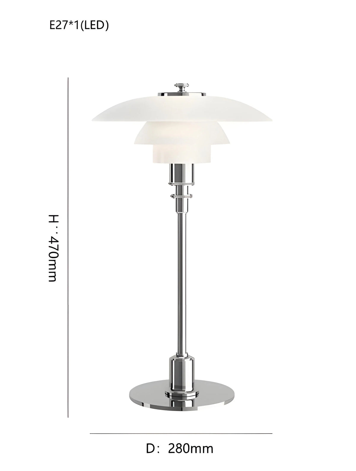 Table Lamp Dimmable Glass Shade Scandinavian Design