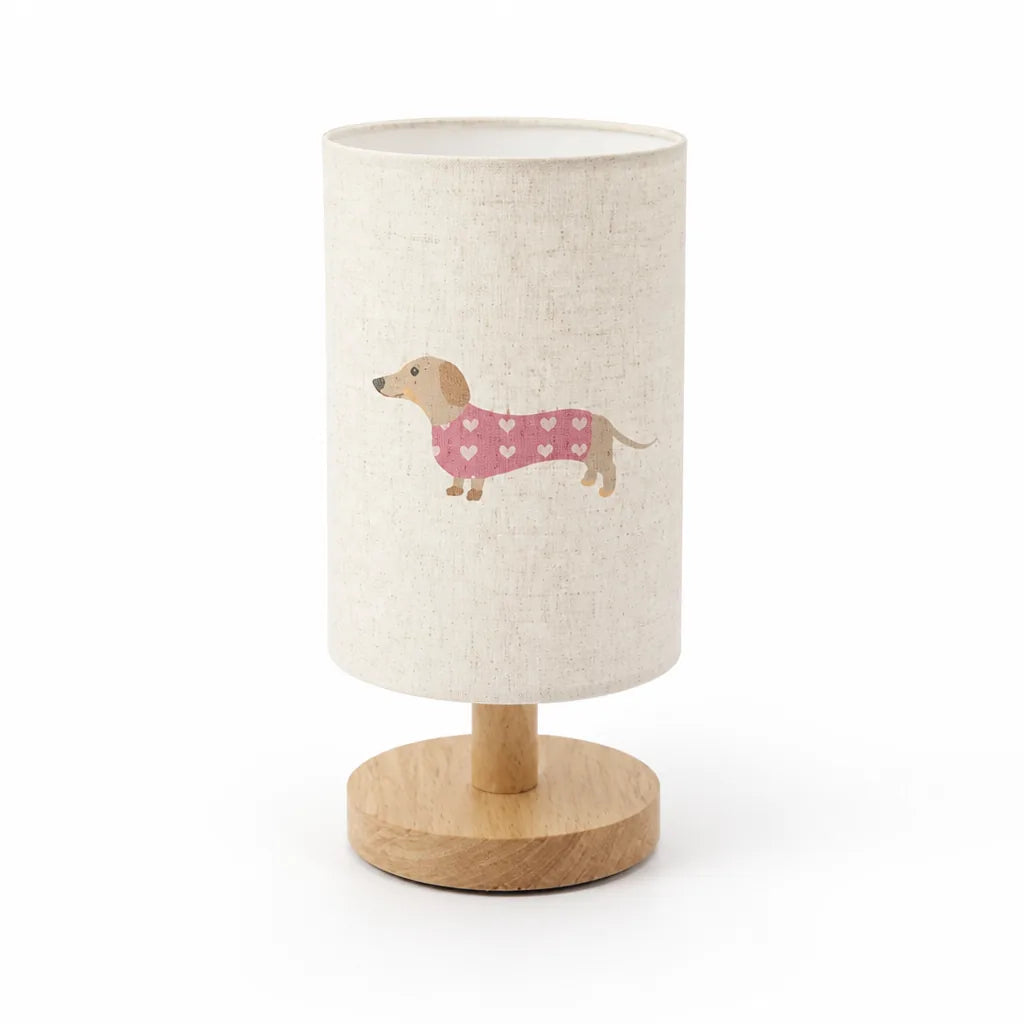 Table Lamp Dog With Heart Print USB Powered Compact