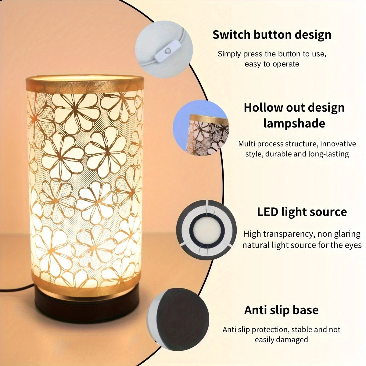Table Lamp Floral USB-Powered Integrated LED