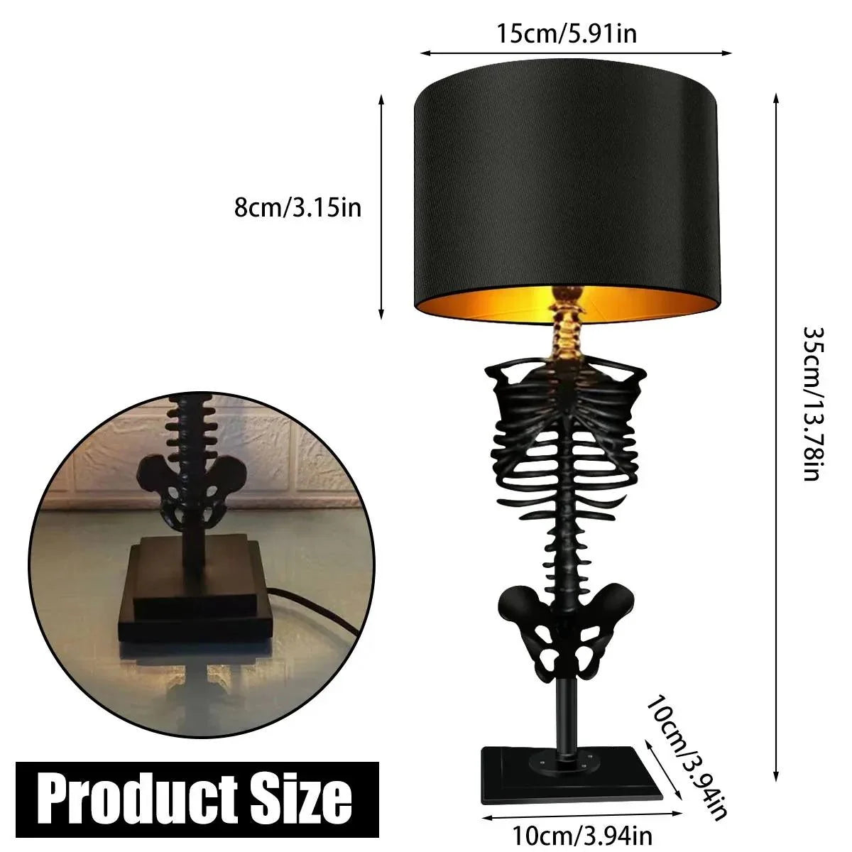 Table Lamp Gothic Skeleton Handcrafted Warm Ambient Lighting