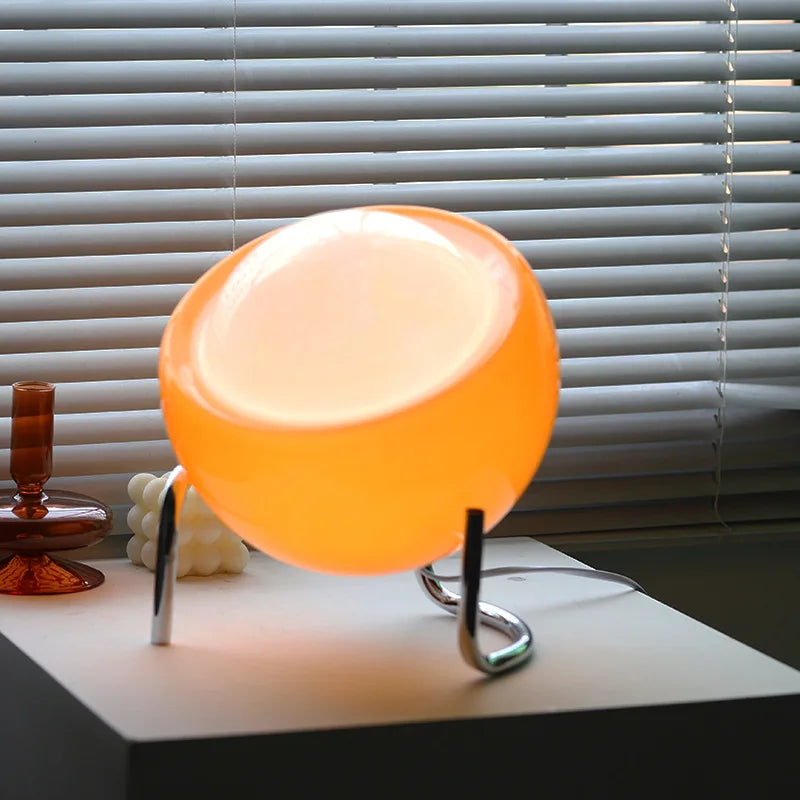 Table Lamp Hemispherical Glass Shade & Weighted Base
