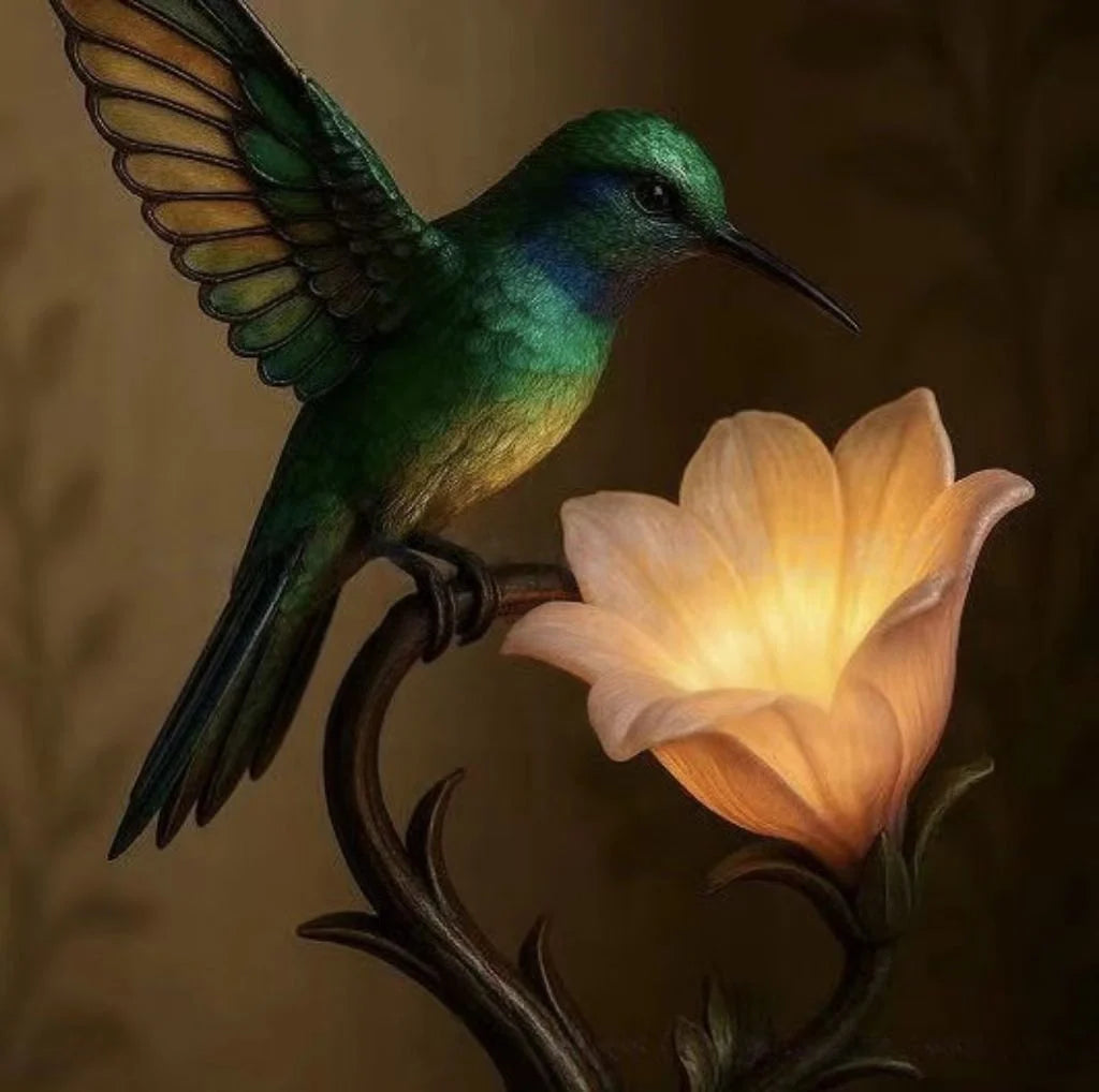 Table Lamp Hummingbird Design Warm Glow
